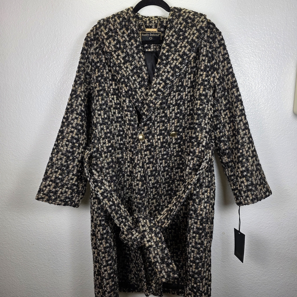 Kathy Ireland Fashion 360 Riviera Runway Shawl Collar Coat Women's Size L